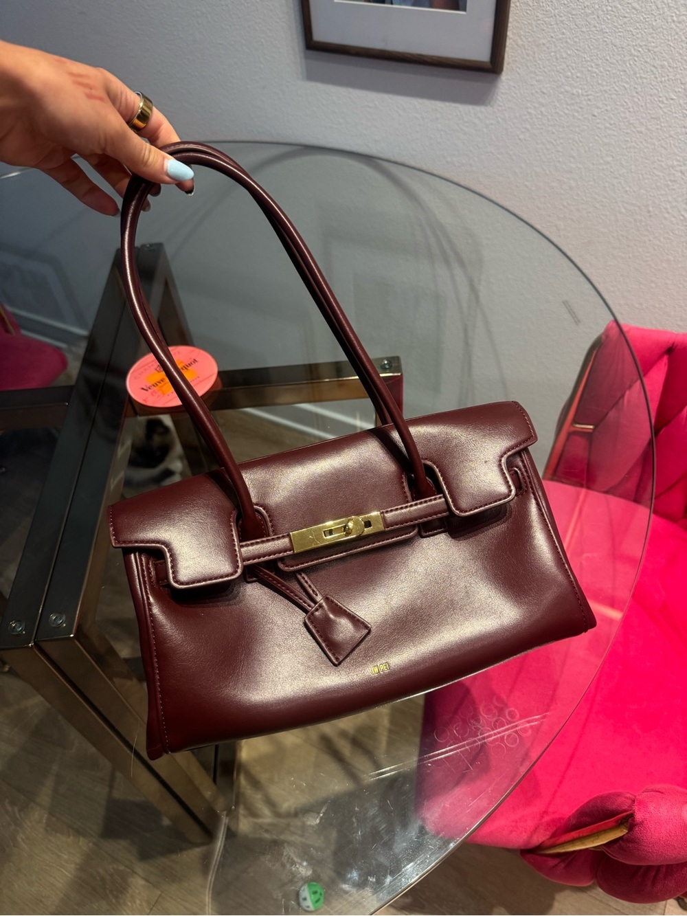 JW PEI NEW Burgundy Structured Shoulder Bag with Gold Hardware - Picture 4 of 9